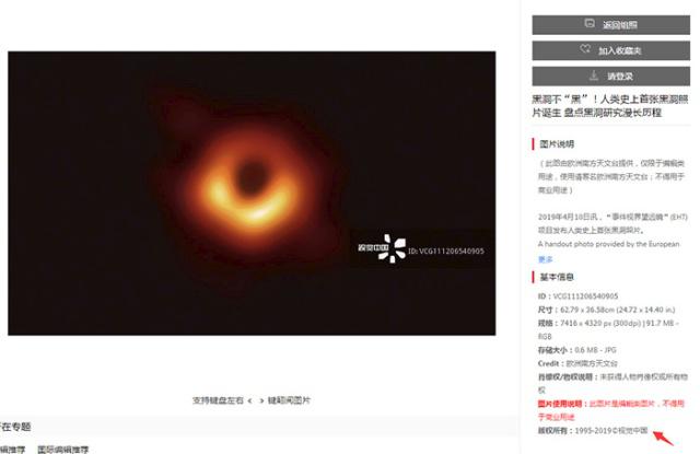 人類拍攝的首張黑洞照片版權歸視覺中國了？官方回應