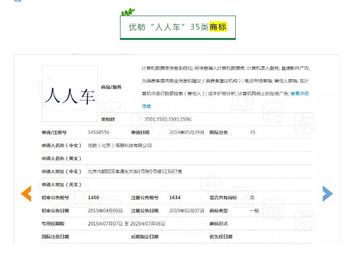 “人人車”商標在優(yōu)信二手車手中，對家拿了自己的王牌，人人車該怎么辦？