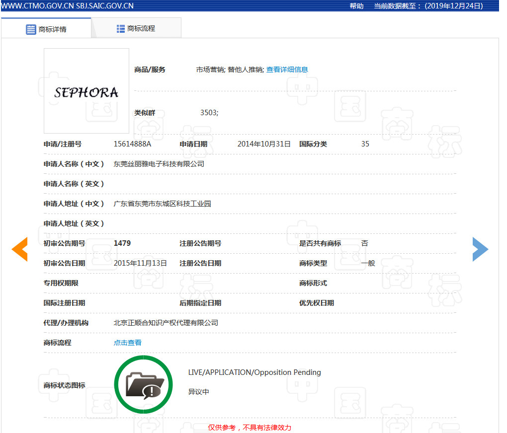 美妝巨頭絲芙蘭被東莞某公司搶注商標了？