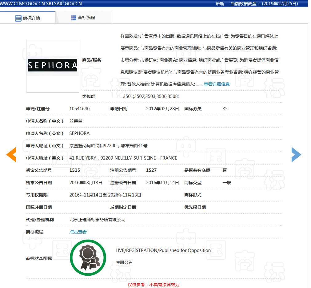 美妝巨頭絲芙蘭被東莞某公司搶注商標了？