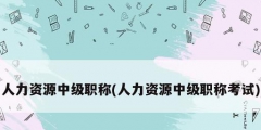 人力資源中級(jí)職稱(chēng)(人力資源中級(jí)職稱(chēng)考試)